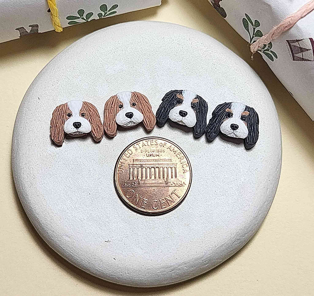 cute small Cavalier King Charles Spaniel Stud Earrings