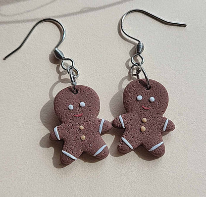 Cute Christmas gingerbread earrings polymer clay