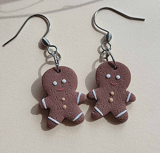 Cute Christmas gingerbread earrings polymer clay