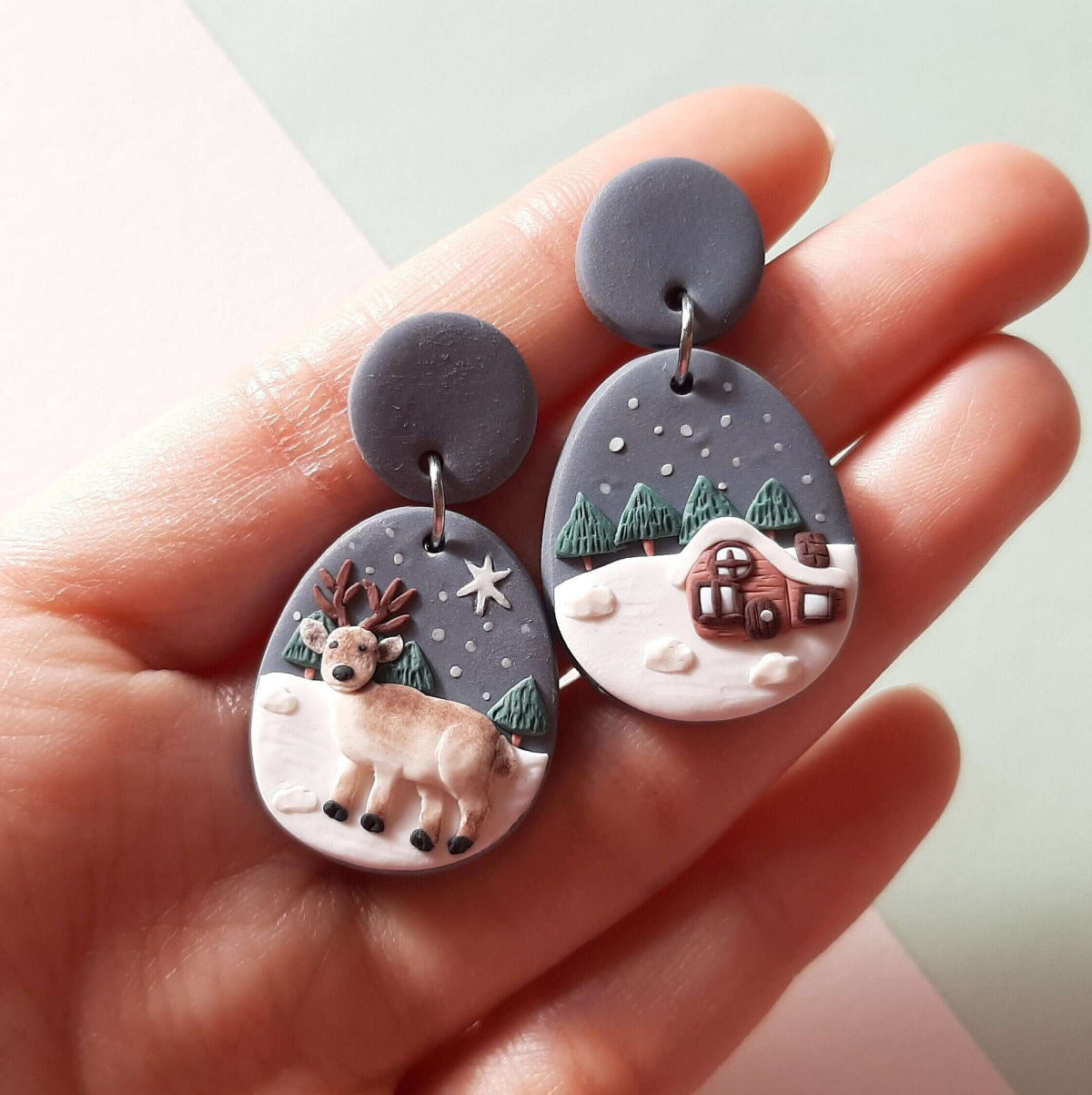 Christmas winter reindeer earrings