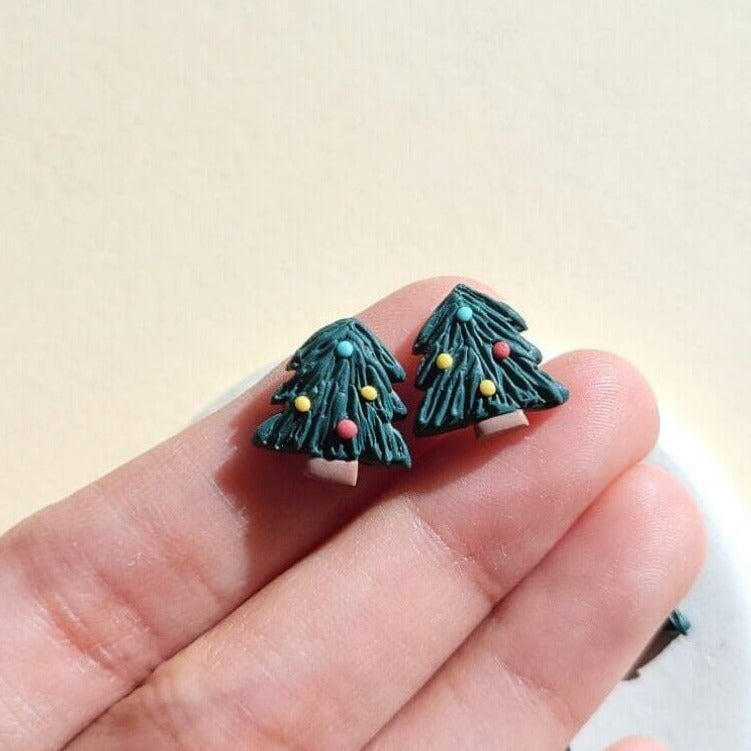 Christmas tree stud earrings