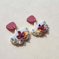 Red flower earrings