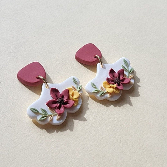 Red flower earrings