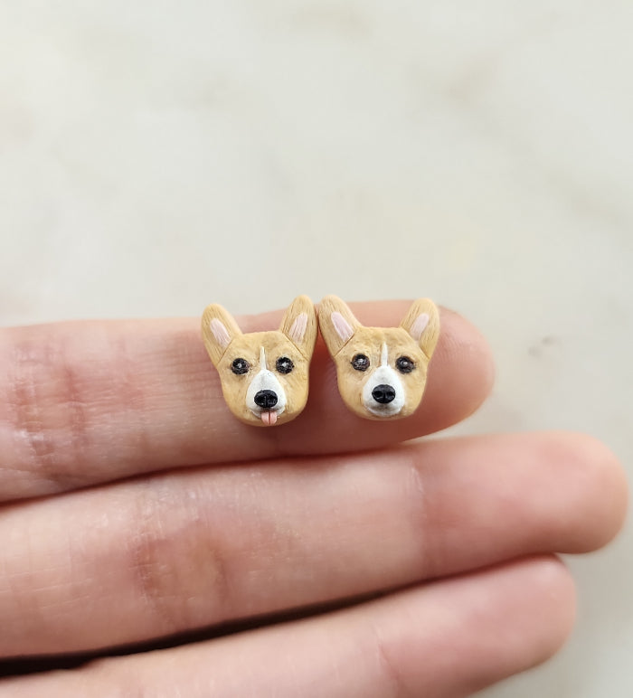 Tiny Corgi earrings - cute Corgi jewelry