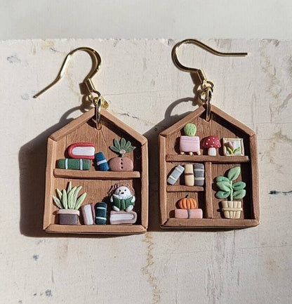 cottagecore book earrings