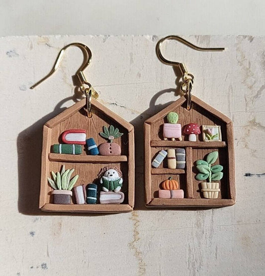 cottagecore book earrings
