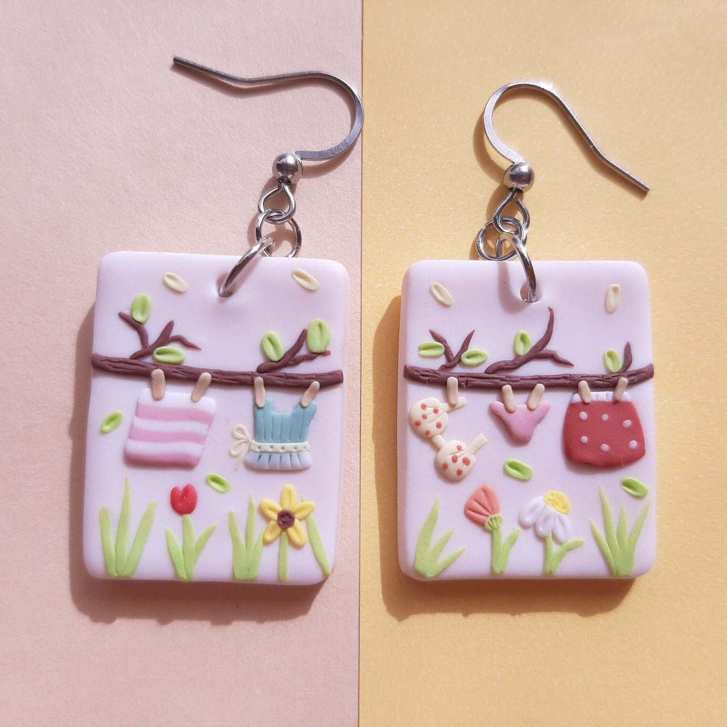 Cottagecore  floral polymer clay earrings