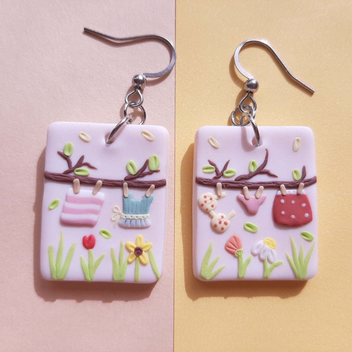 Cottagecore  floral polymer clay earrings