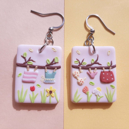 Cottagecore  floral polymer clay earrings