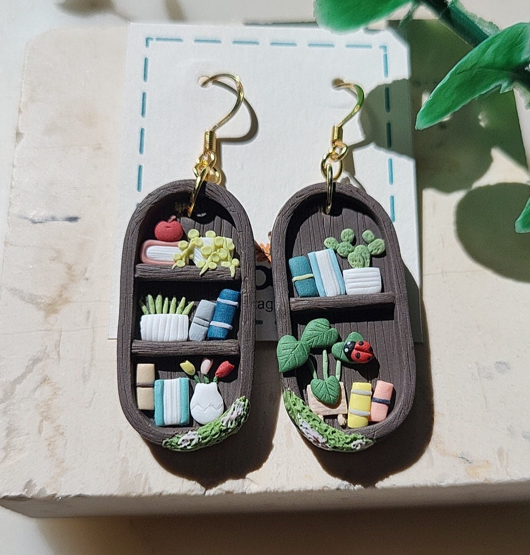 Cottagecore woodland polymer clay earrings
