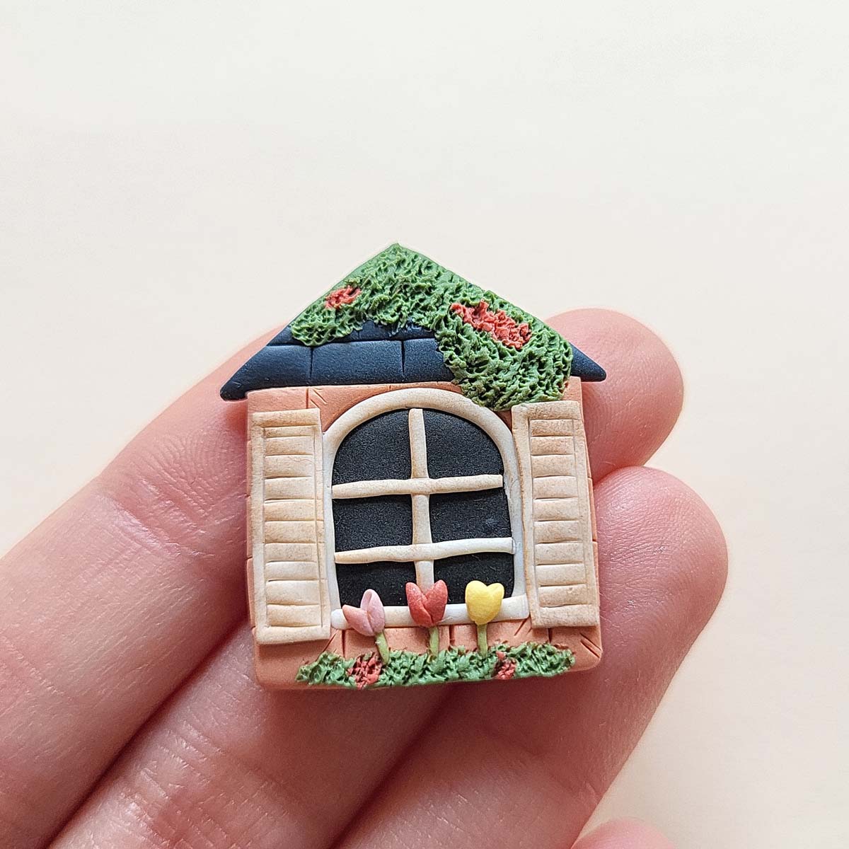 Cute cottage house brooch handmade