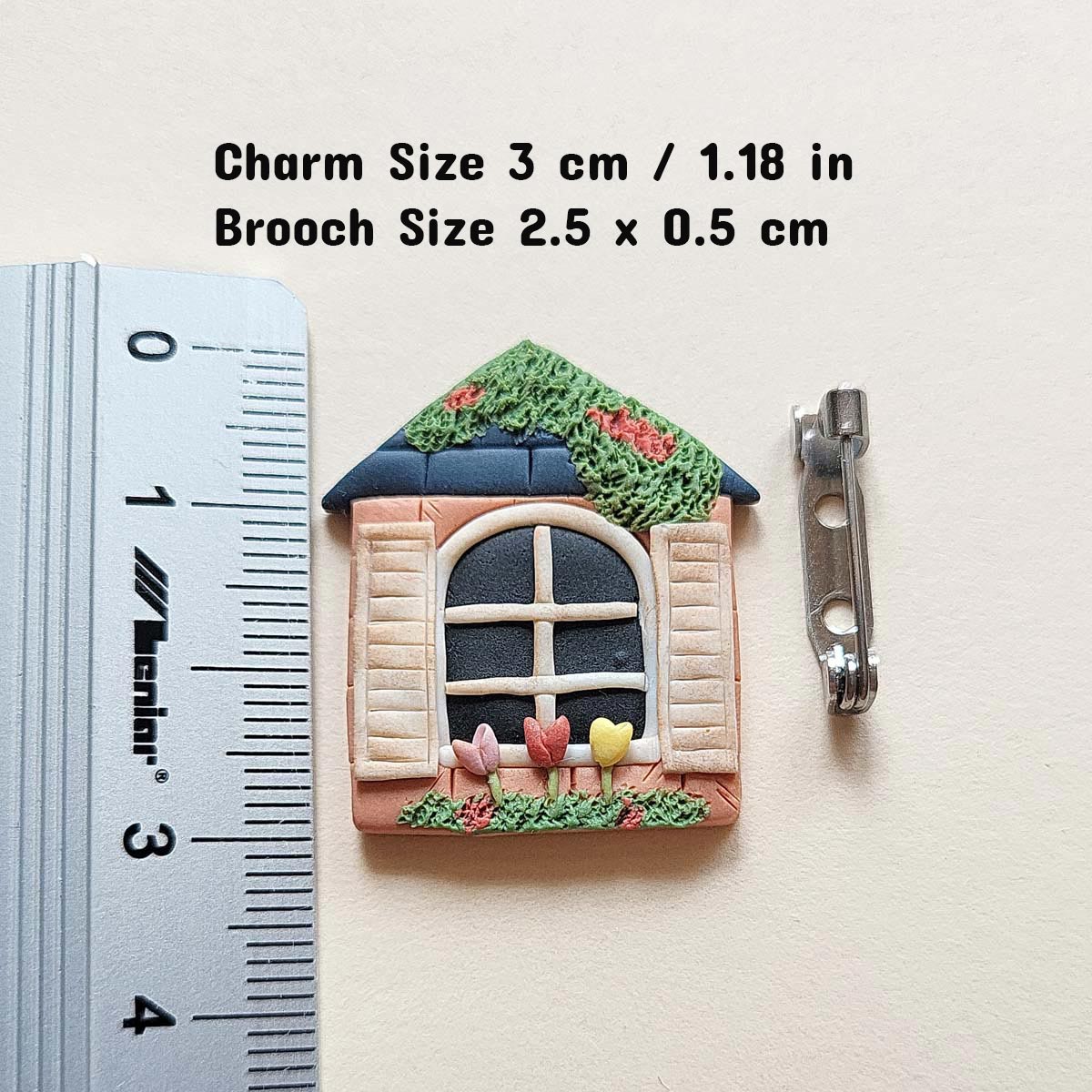 Cute cottage house brooch handmade