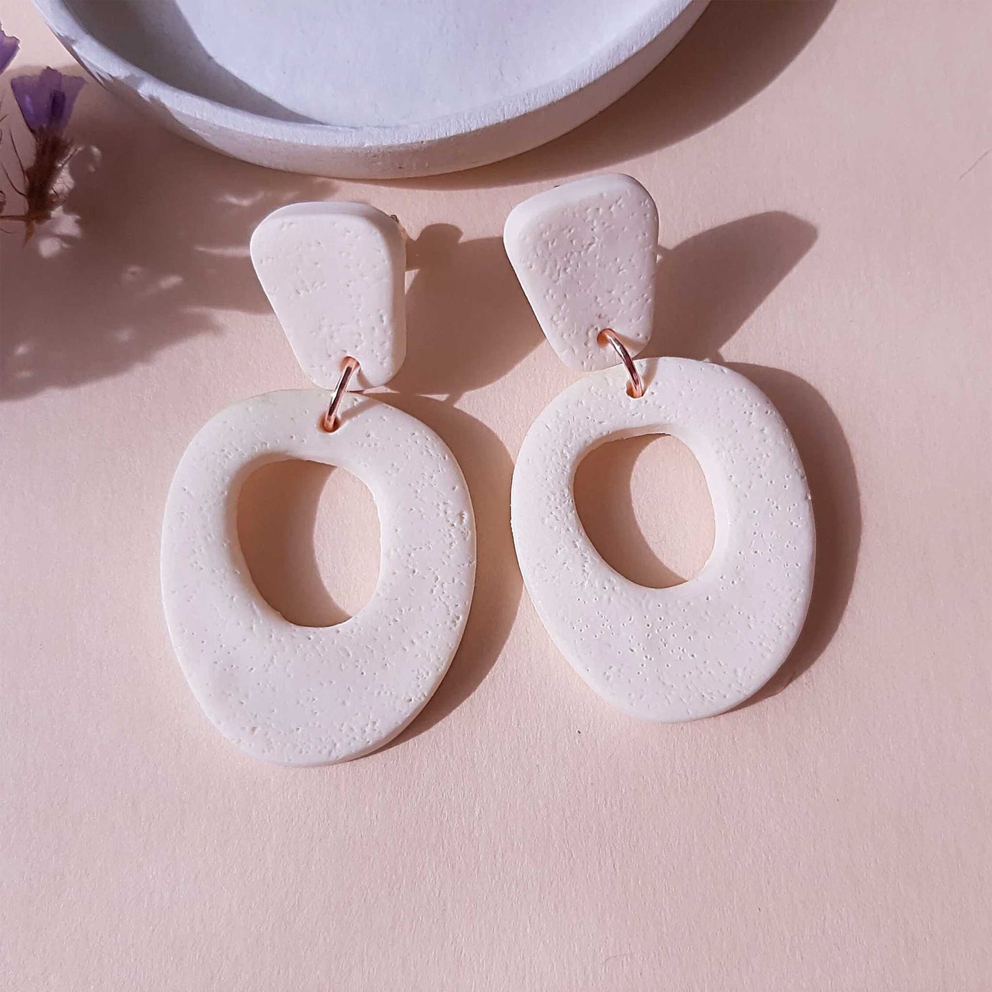 Cream clay earrings handmade