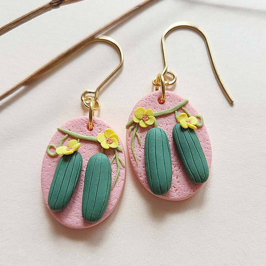 Cucumber polymer clay earrings