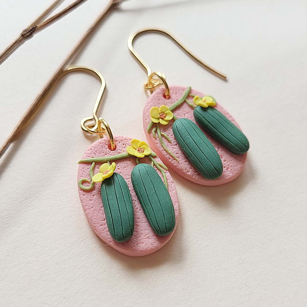 Cucumber polymer clay earrings