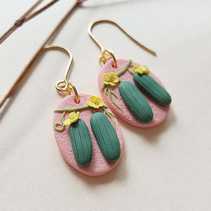 Cucumber polymer clay earrings
