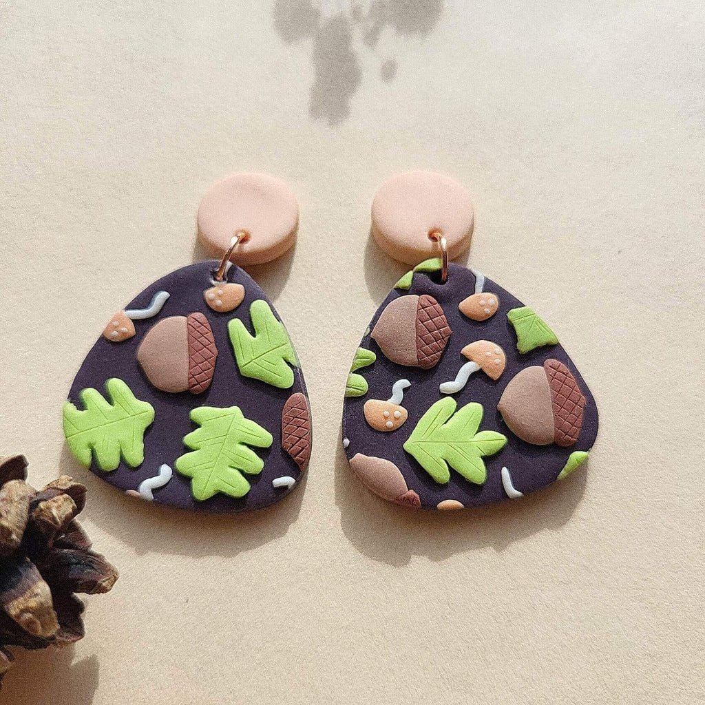 Cute acorn earrings polymer clay