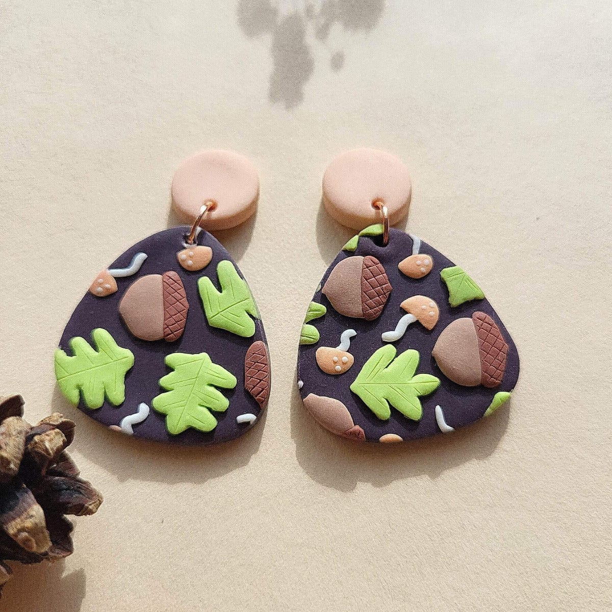 Cute acorn earrings polymer clay