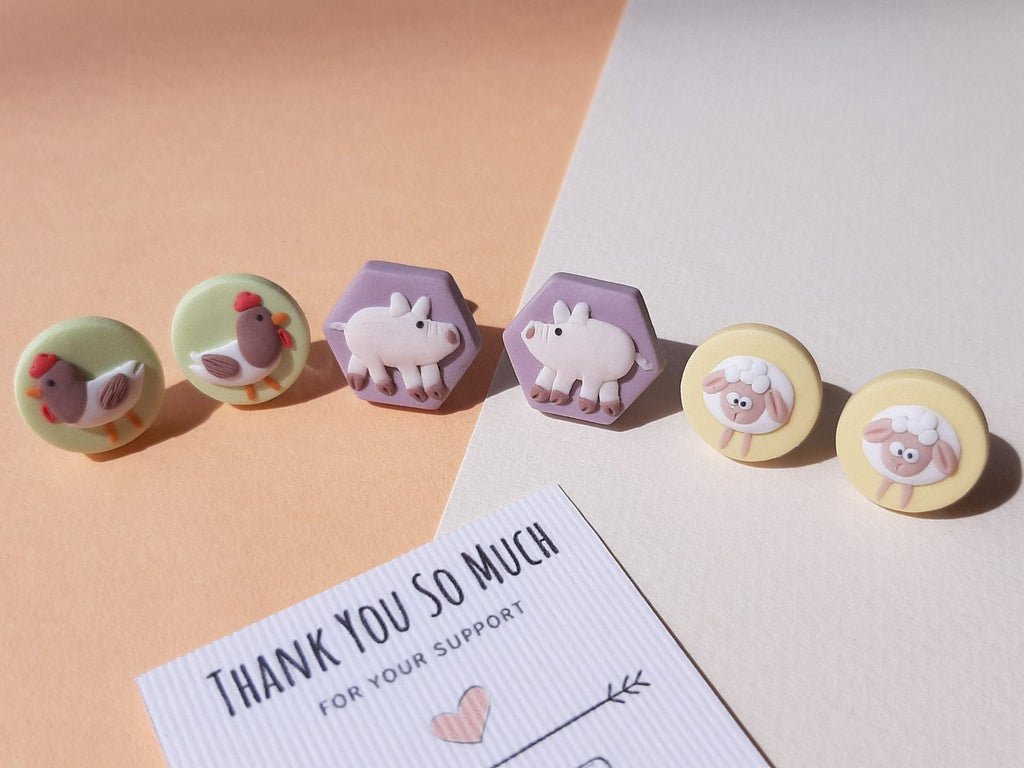 Cute quirky animal stud earrings