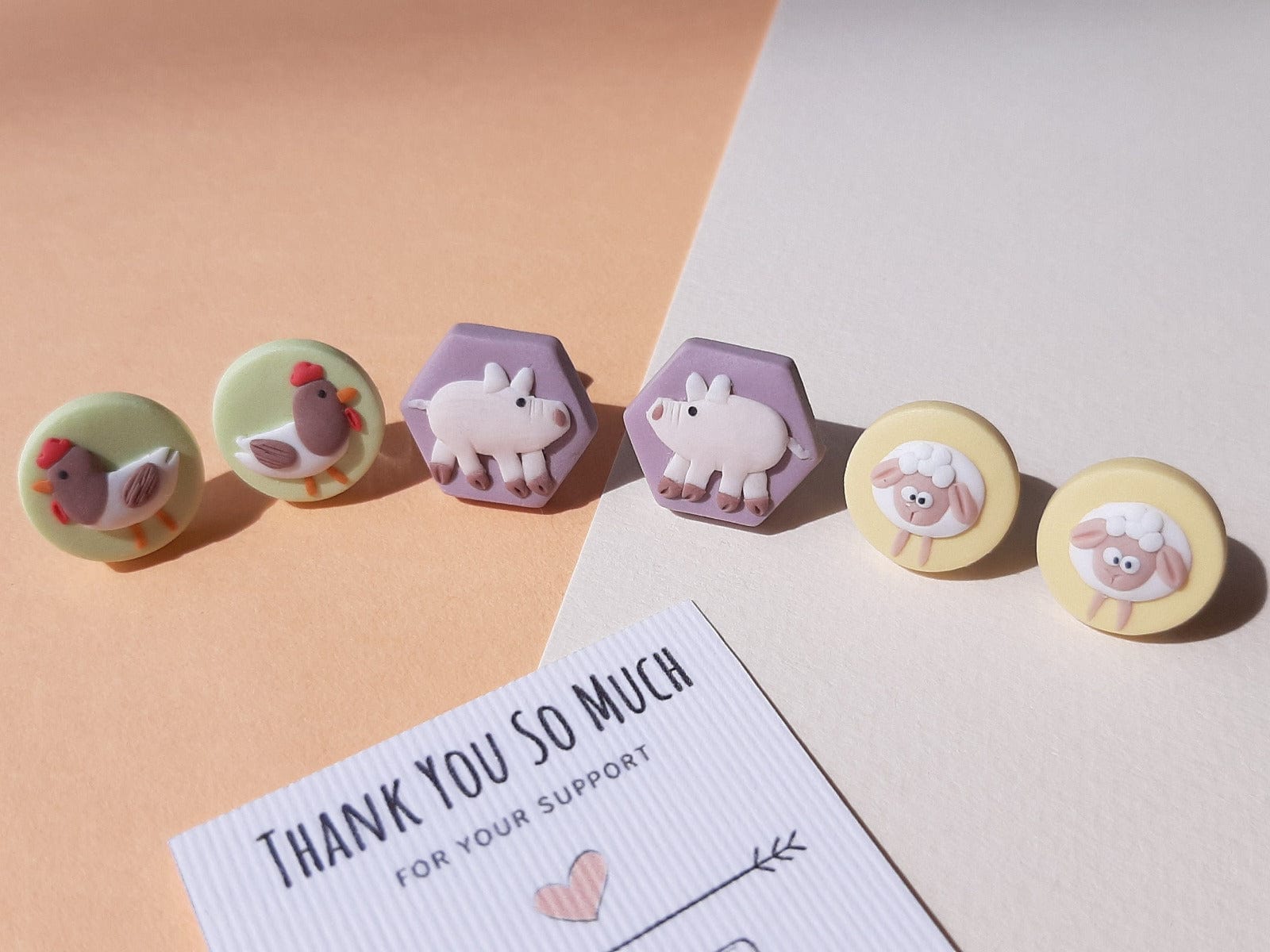 Cute quirky animal stud earrings