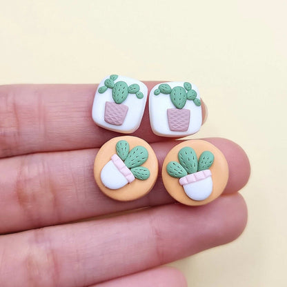 cute cactus stud earrings