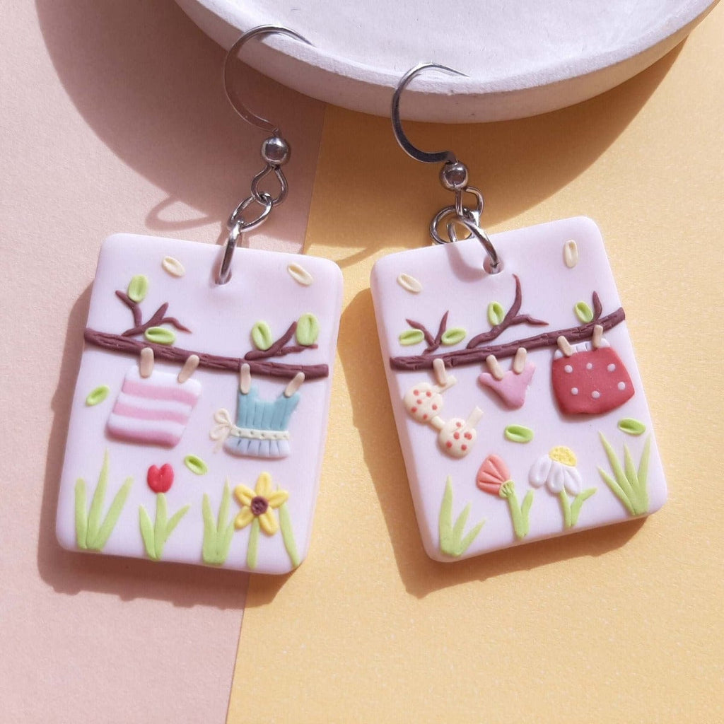 Cute polymer clay summer floral earrings 