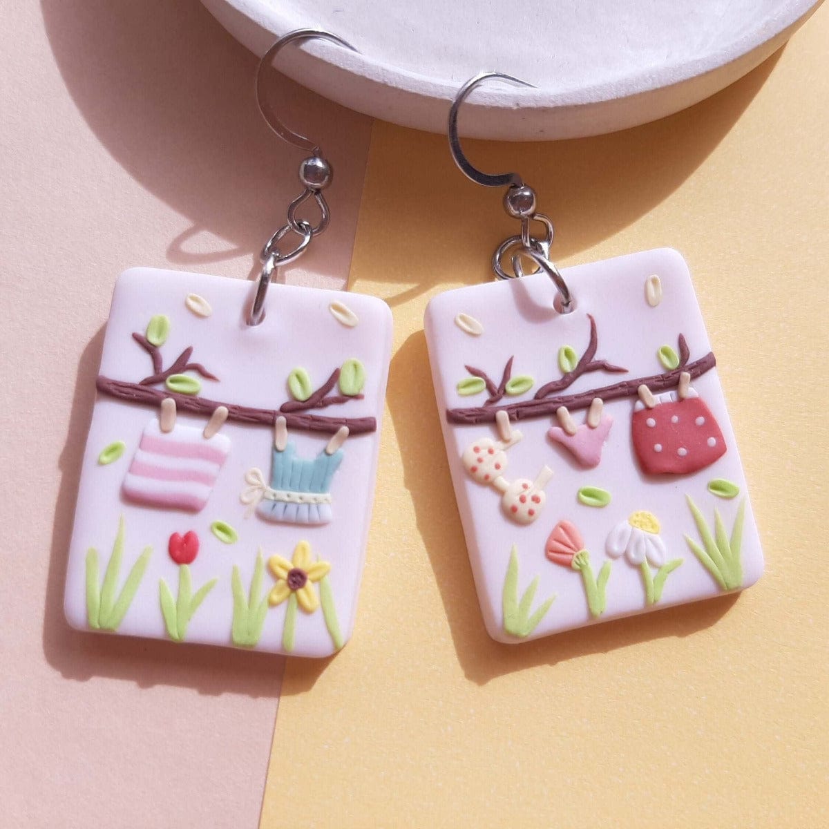 Cute polymer clay summer floral earrings