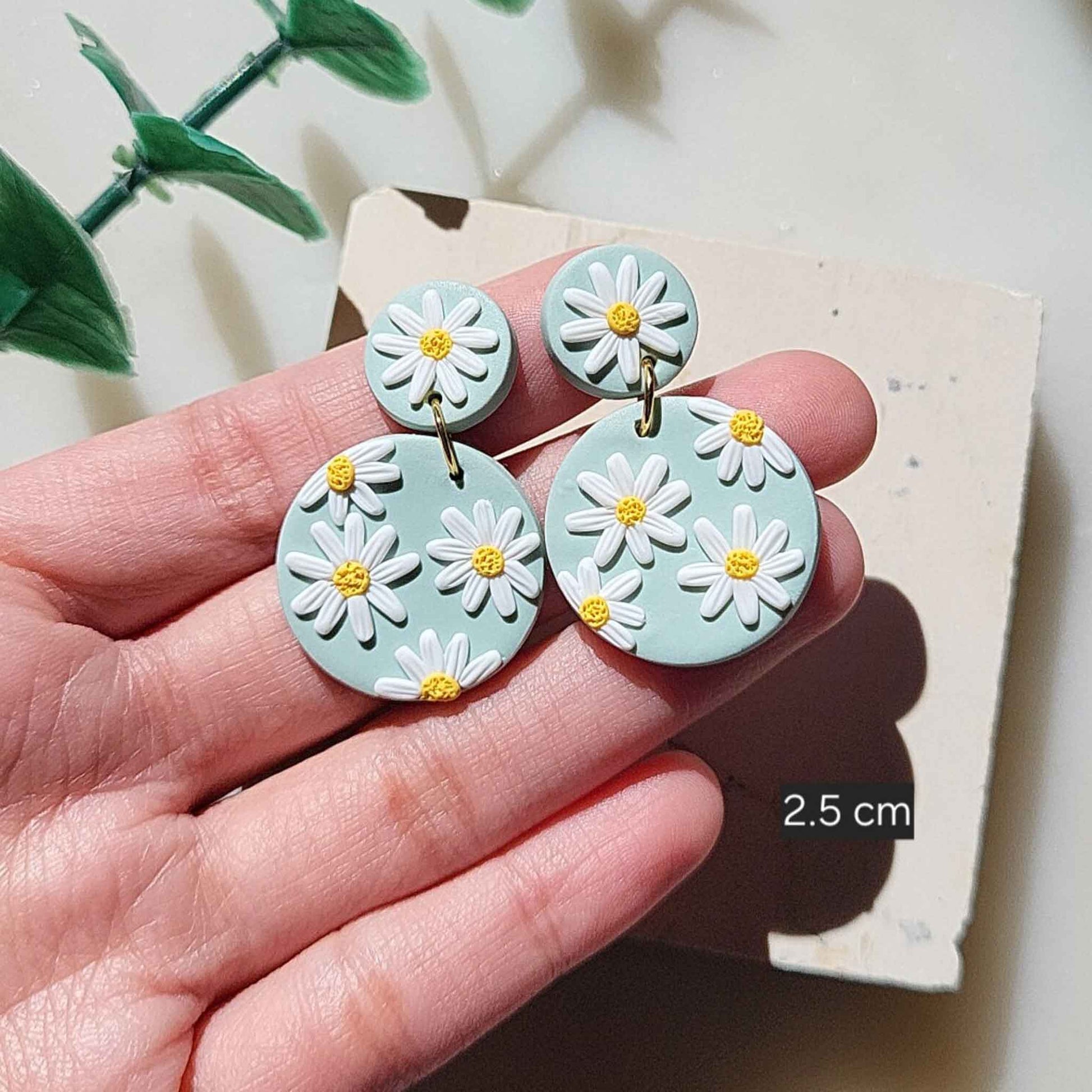White flower earrings handmade