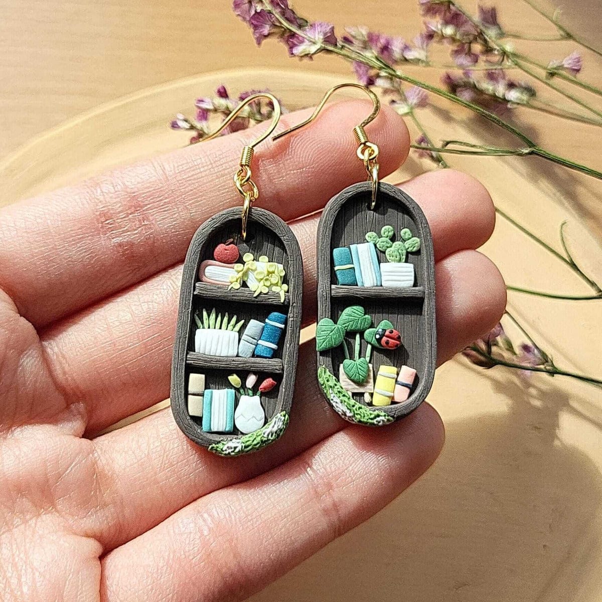 Cute dangle book earrings - polymer clay earrings
