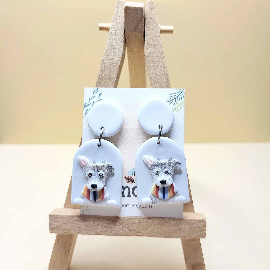 Handmade custom dog earrings, unique gifts for dog lover. 