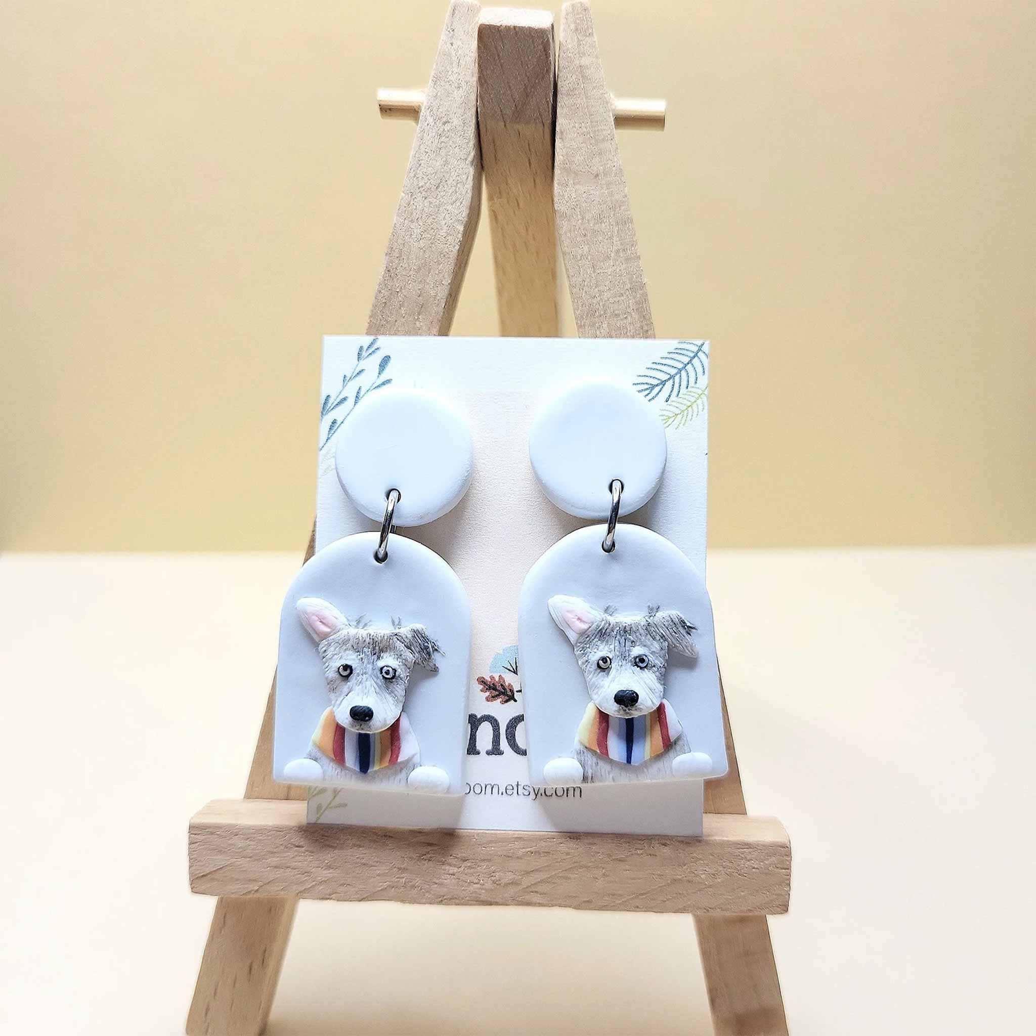 Handmade custom dog earrings, unique gifts for dog lover. 