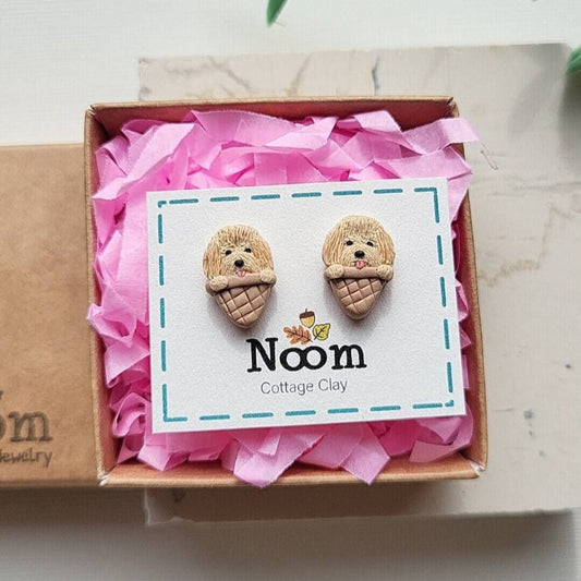Cute ice cream dog stud earrings