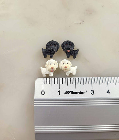 black and white Doodle dog stud earrings