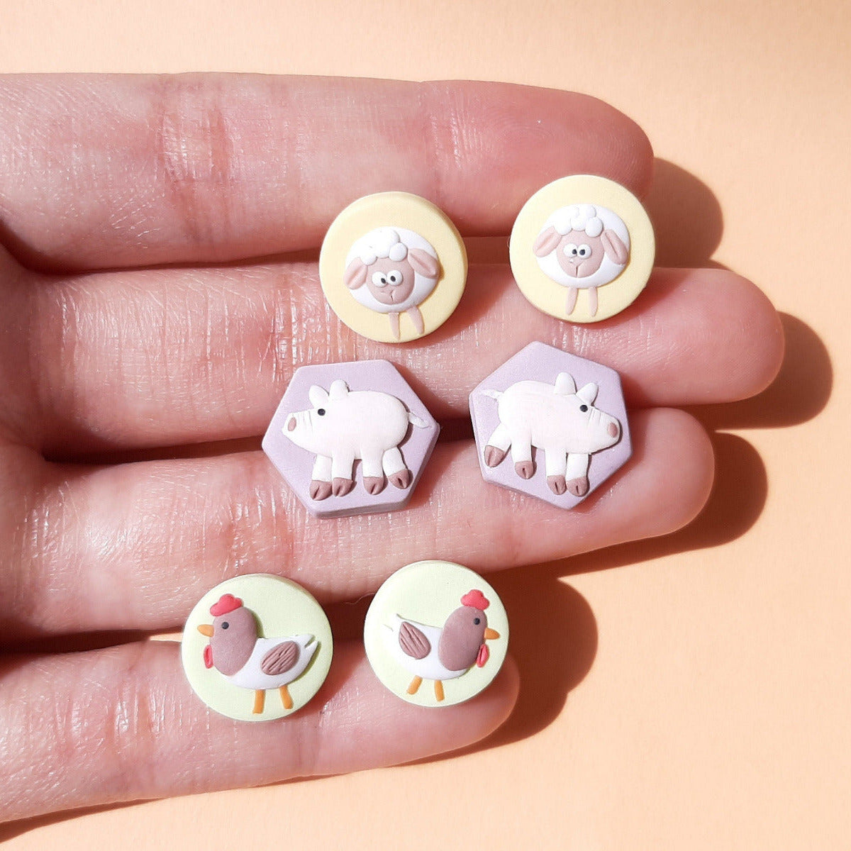 Cute farm animal earrings for girls 
