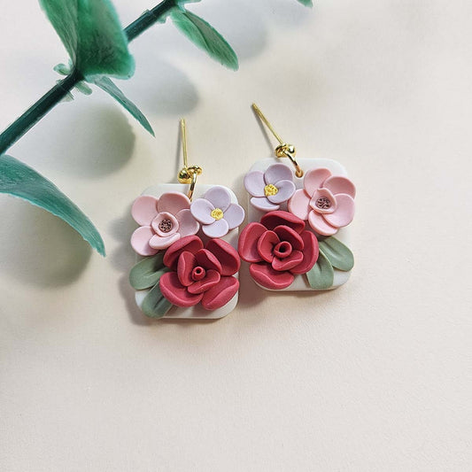 Handmade flower polymer clay earrings - Rankų darbo auskarai su gėlėmis