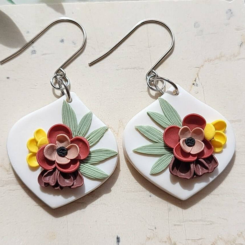 Flower clay earrings