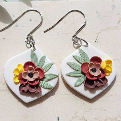 Flower clay earrings