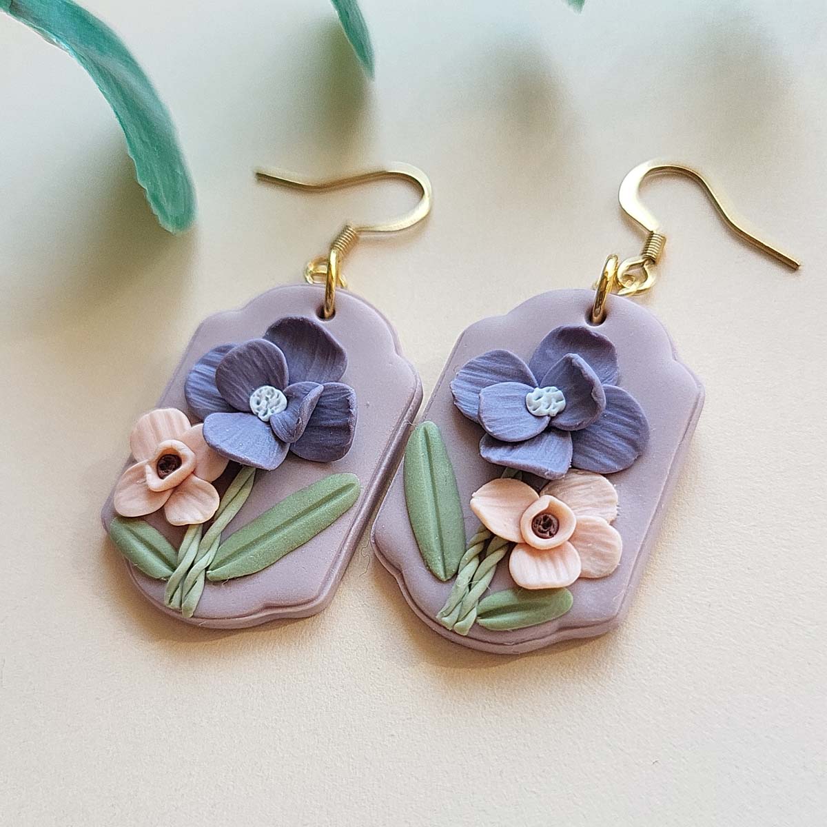 Cute handmade flower polymer clay earrings for women