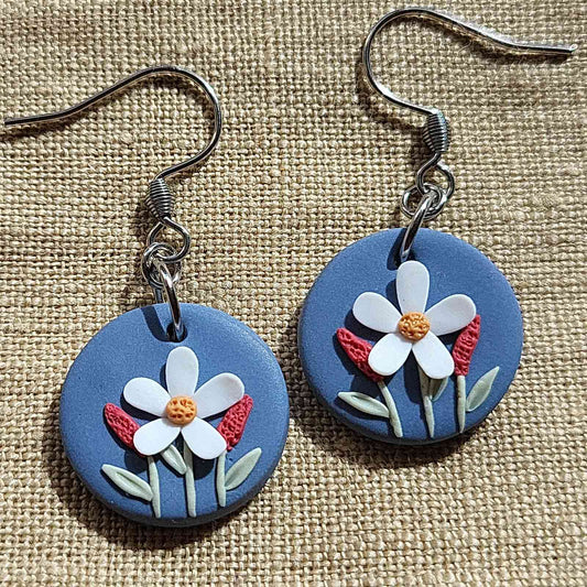 Handmade dainty flower polymer clay earrings - Rankų darbo auskarai su gėlių motyvais