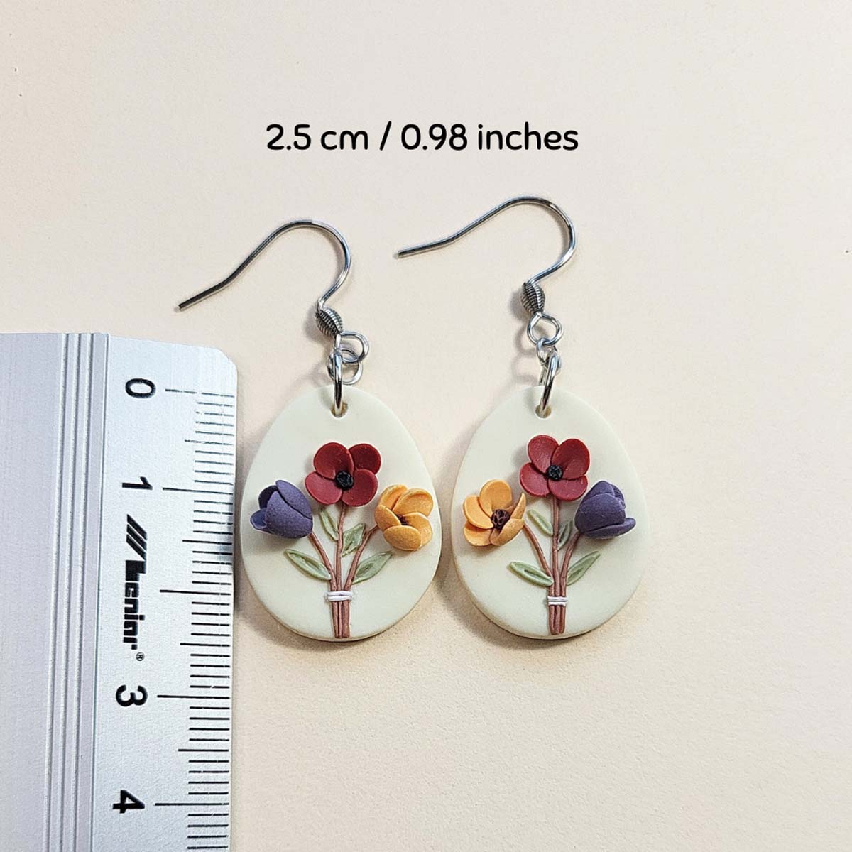 Spring polymer clay flower earrings - Rankų darbo auskarai su gėlėmis