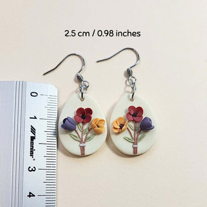 Spring polymer clay flower earrings - Rankų darbo auskarai su gėlėmis