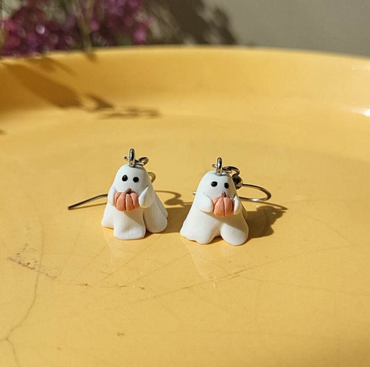 Dangle ghost pumpkin earrings