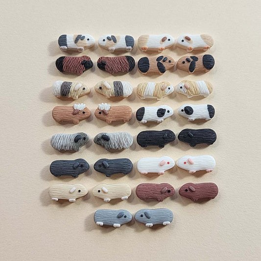 Cute guinea pig gifts - Maži rankų darbo auskarai su jūrų kiaulytėmis įvairių spalvų