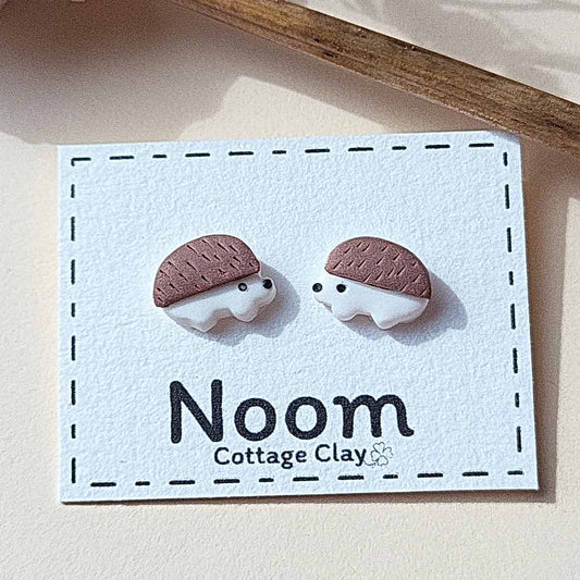 Cute hedgehog stud earrings handmade