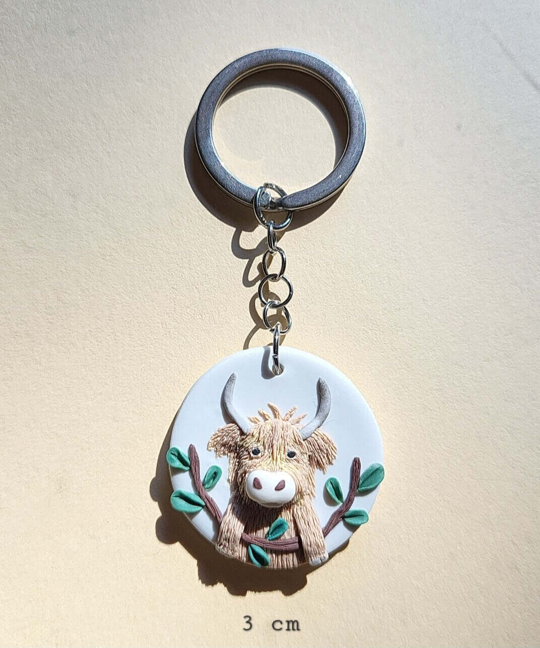 Handmade highland cow keychain