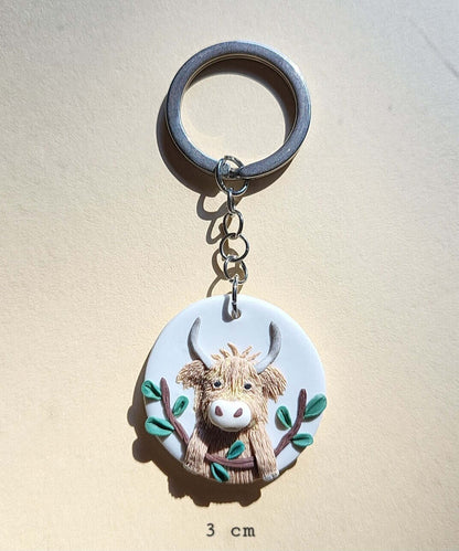 Handmade highland cow keychain