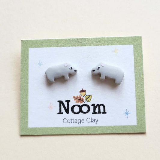 Cute tiny hippo stud earrings