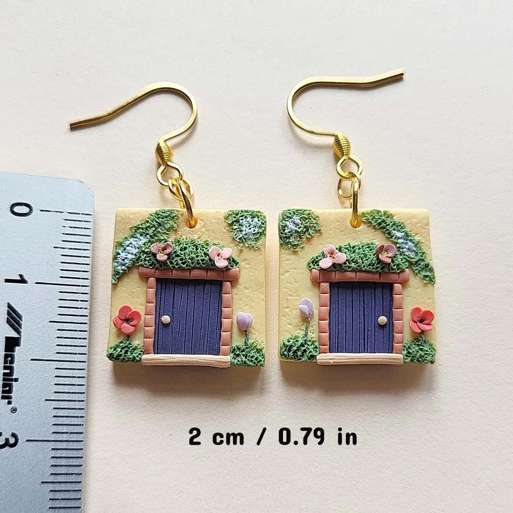 Fairytale house earrings polymer clay handmade