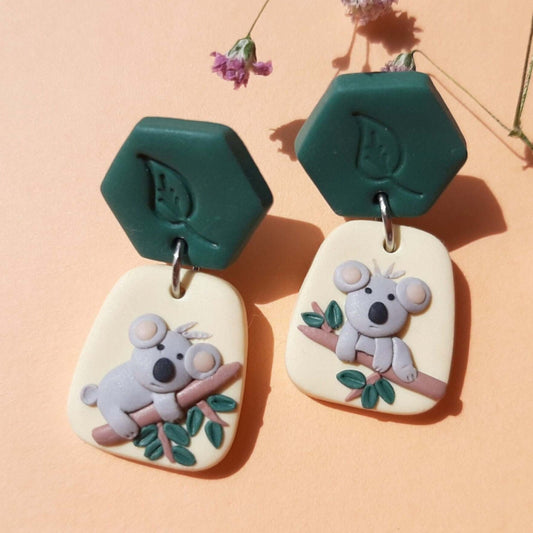 Cute handmade koala bear earrings