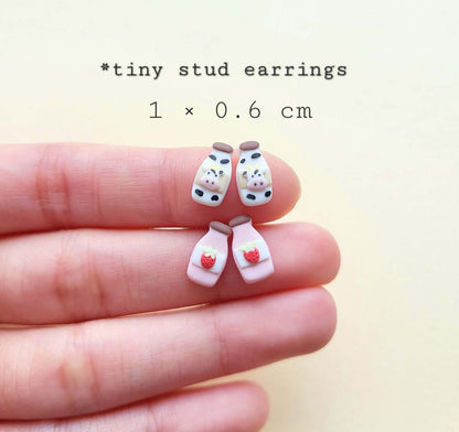 Cute tiny milk bottle stud earrings